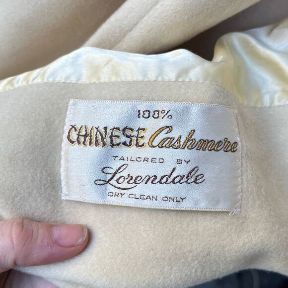 VTG 50s Lorendale 100% Cashmere Ivory Wrap Coat Portrait Collar S/M - Picture 6 of 16